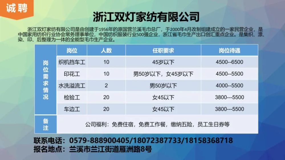 蘭溪最新招工信息概覽2023年（持續(xù)更新中）